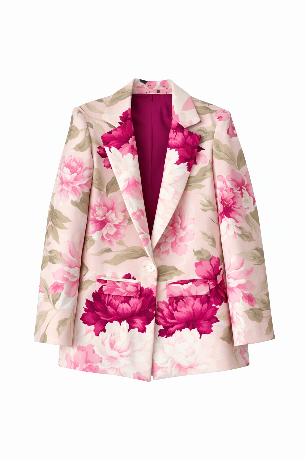 Blazer Floral Rosa Peonía – Sastrería Estampada